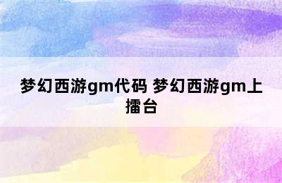 梦幻西游gm代码 梦幻西游gm上擂台